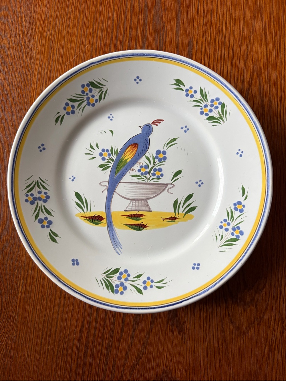 Vintage Henriot Quimper Jardin d’ete (Blue Bird) plate 7”